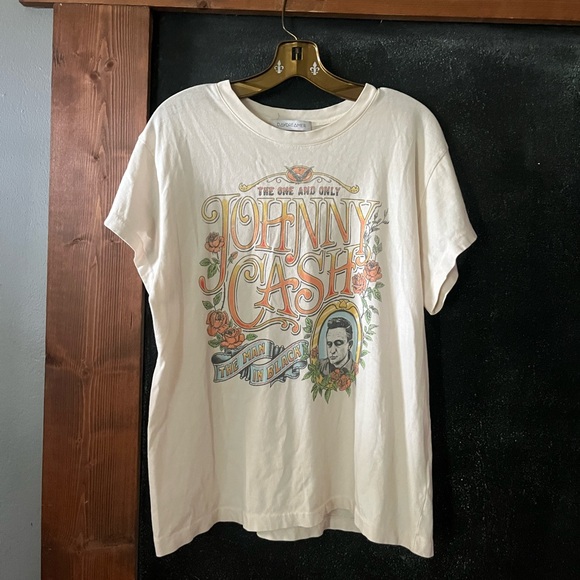 Daydreamer Johnny Cash the one and only tour tee Cream Cotton T-Shirt size L euc - Picture 1 of 4